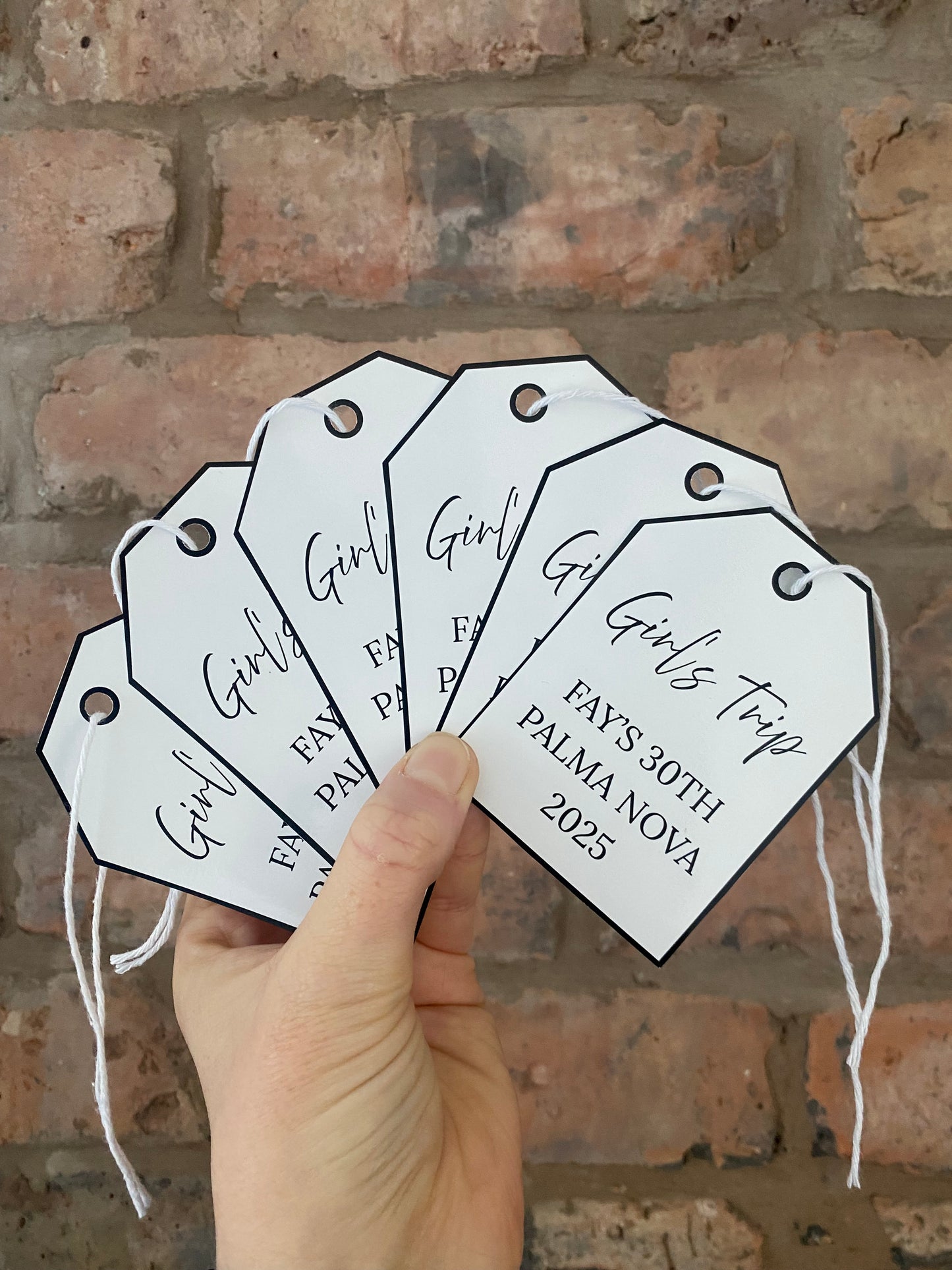 Personalised Black & White Tags – Pack of 6