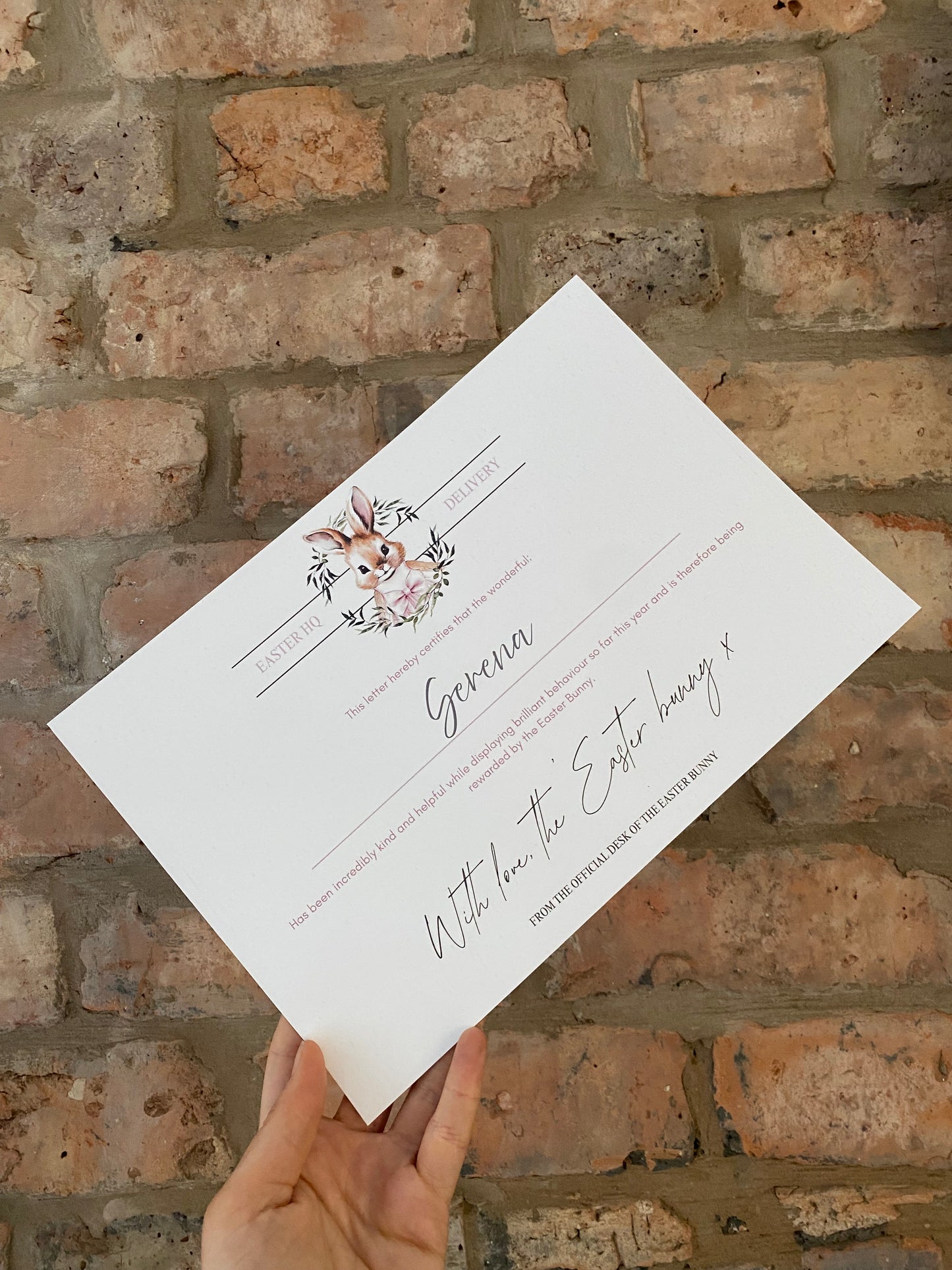 Easter Bunny Certificate