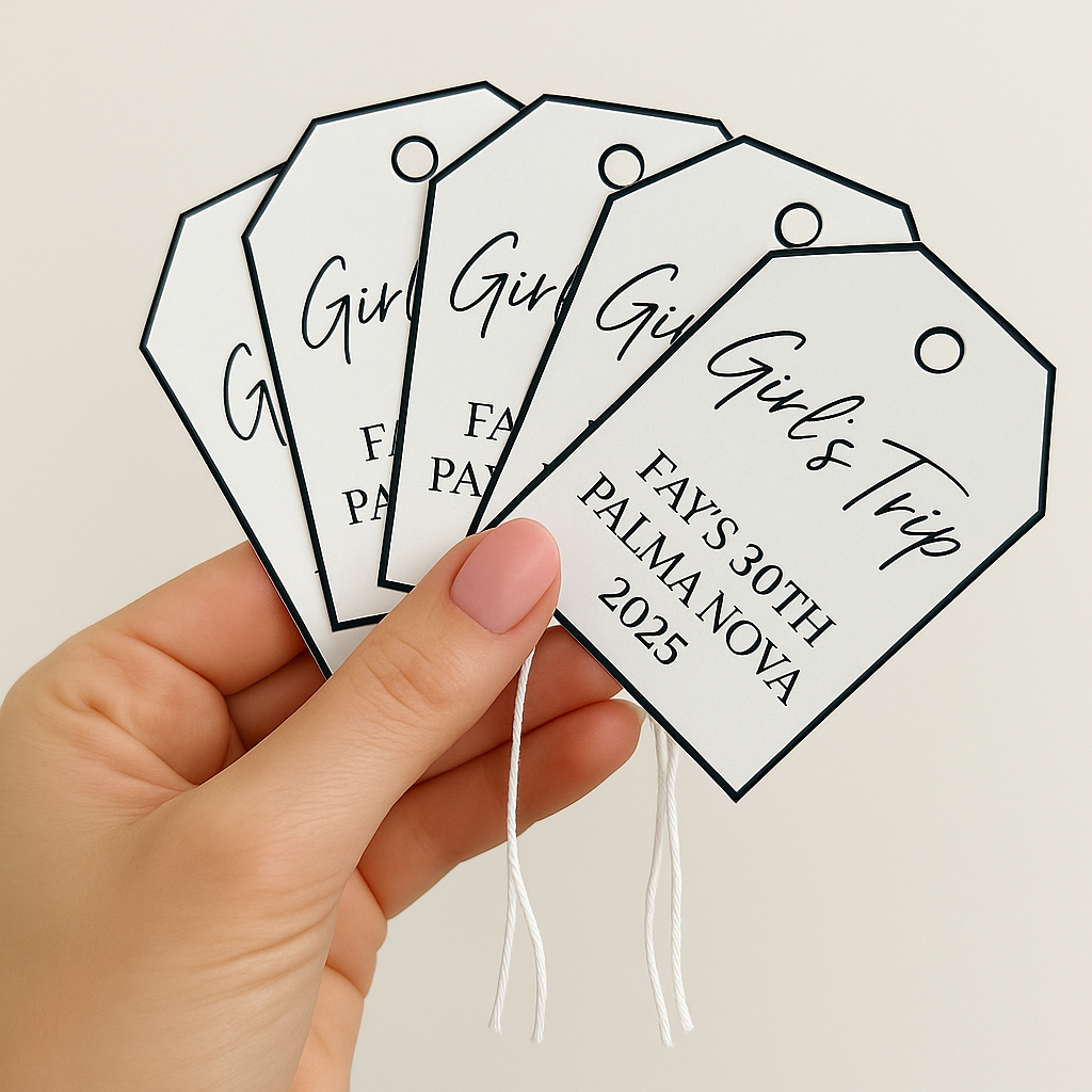 Personalised Black & White Tags – Pack of 6