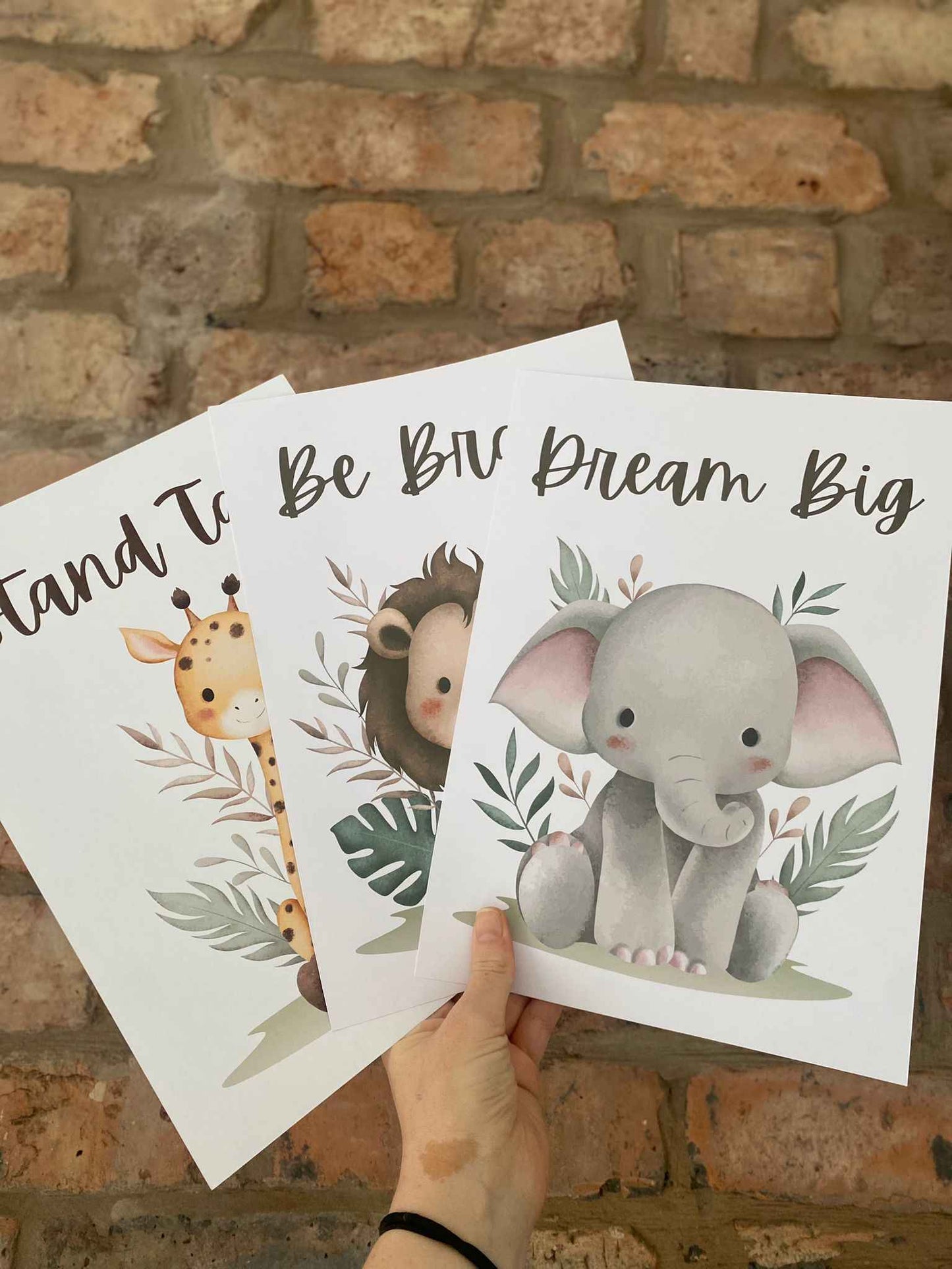 Elephant/Giraffe And Lion Print