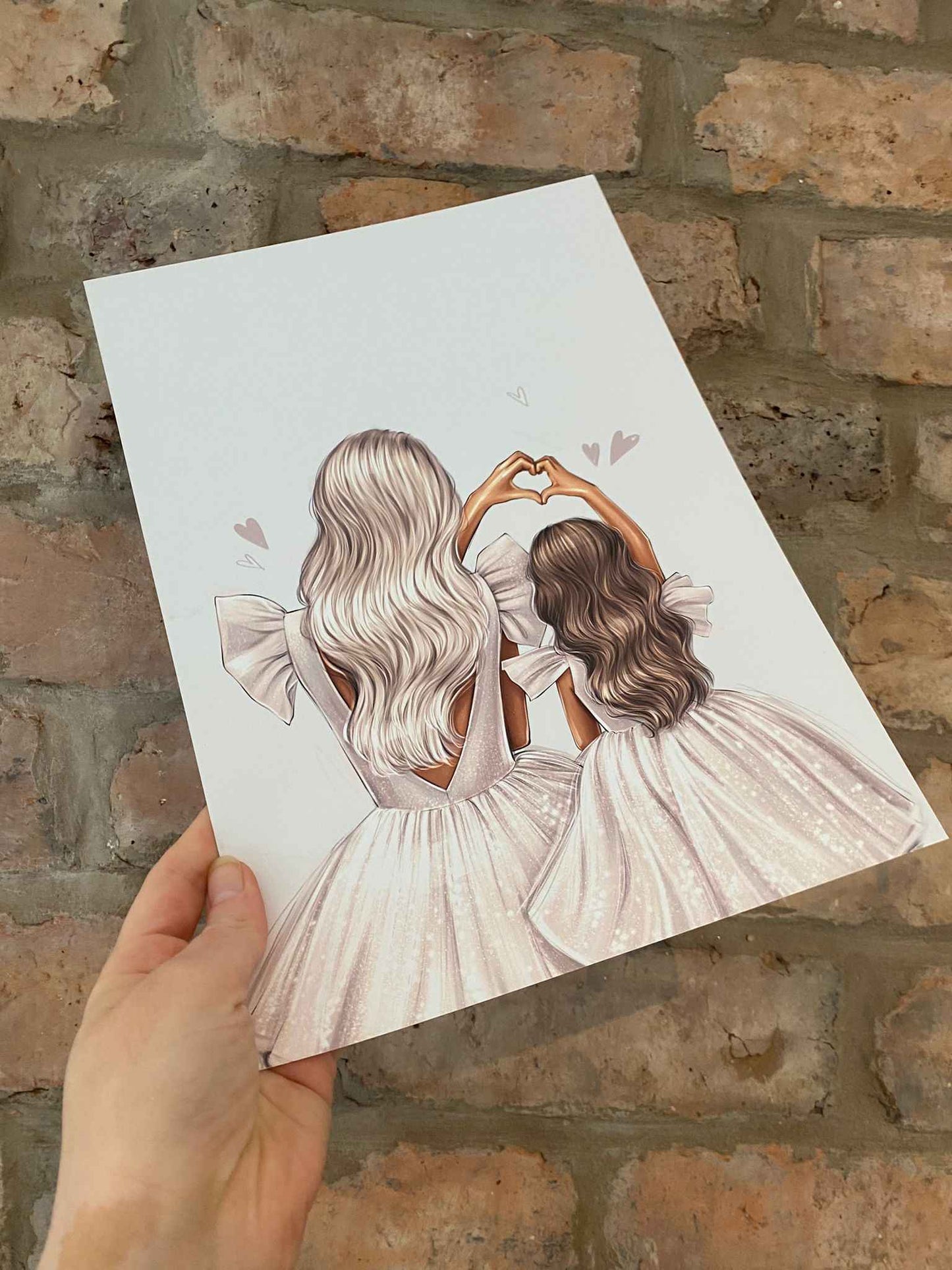 Mother Daughter Heart Shaped Card
