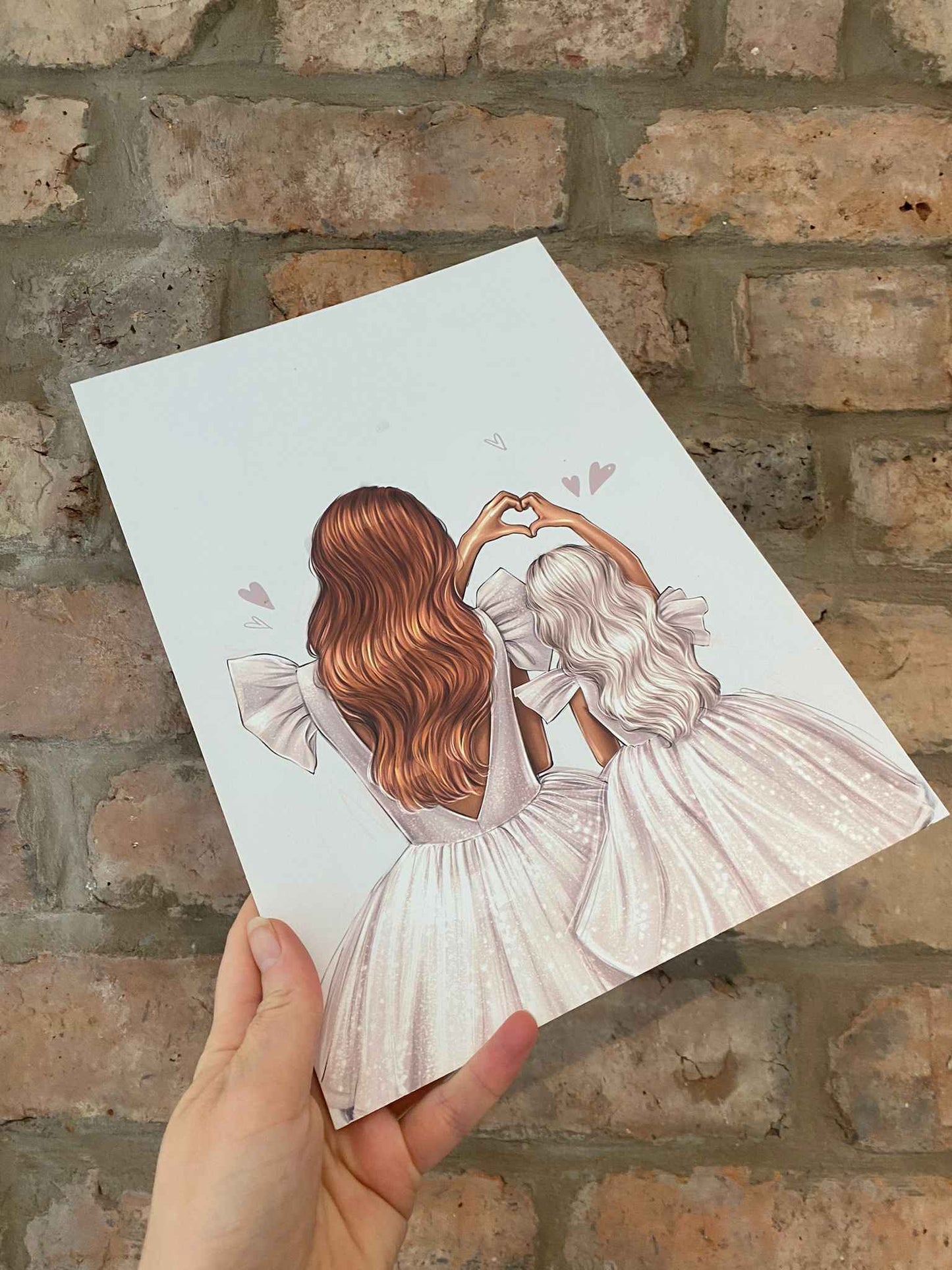 Mother Daughter Heart Shaped Card
