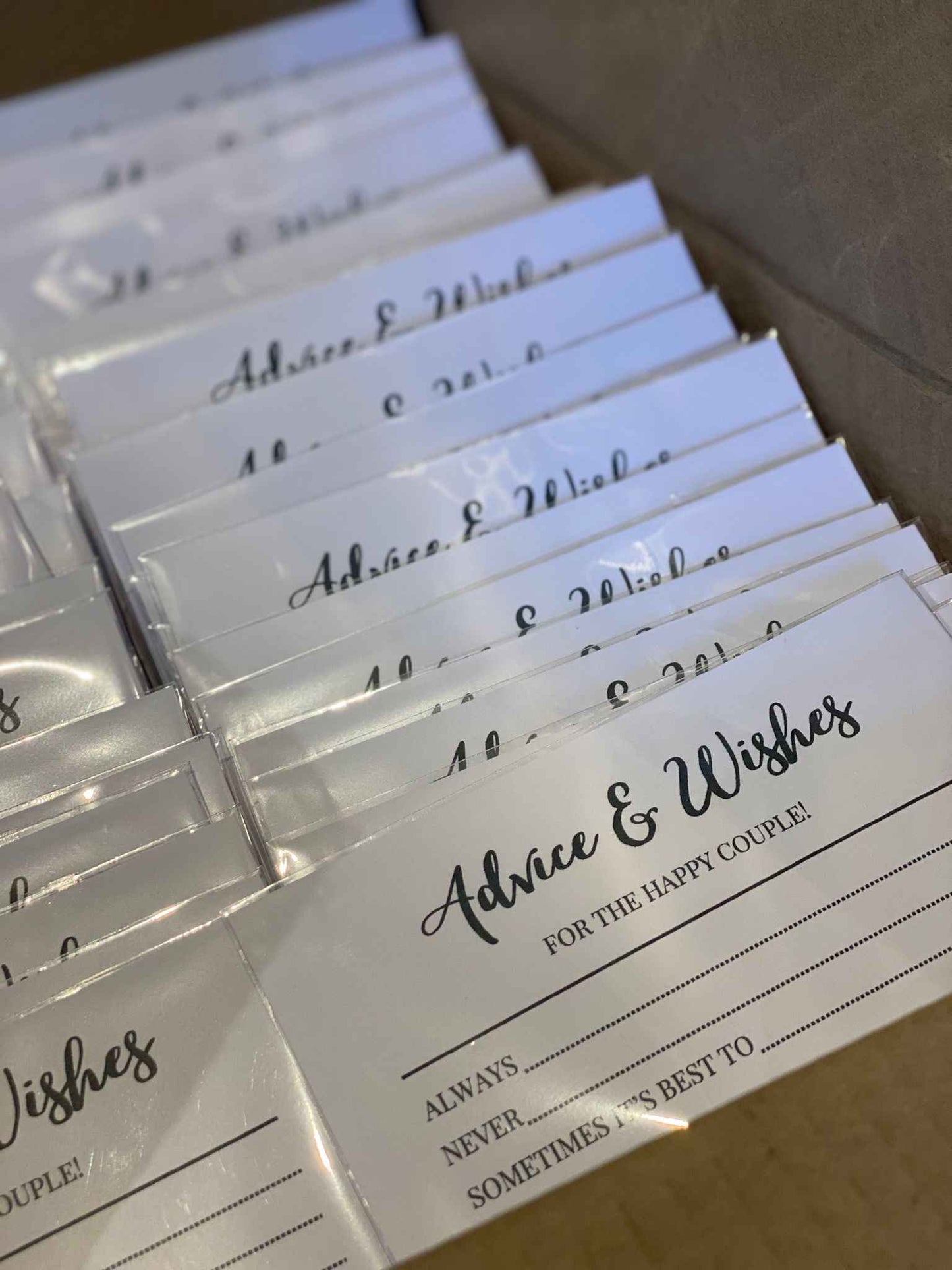 Advice And Wishes Cards for Wedding Day Guests
