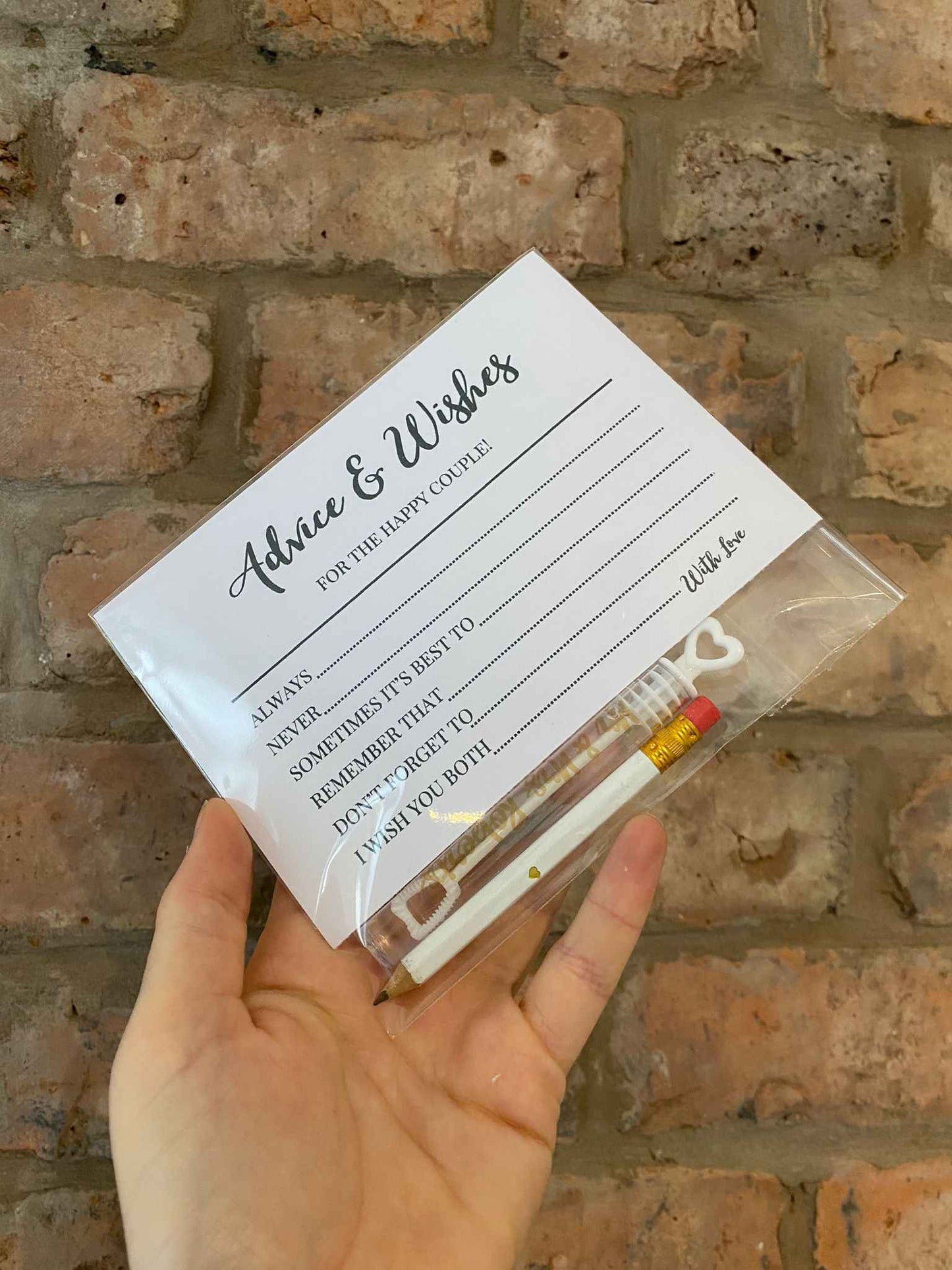 Advice And Wishes Cards for Wedding Day Guests