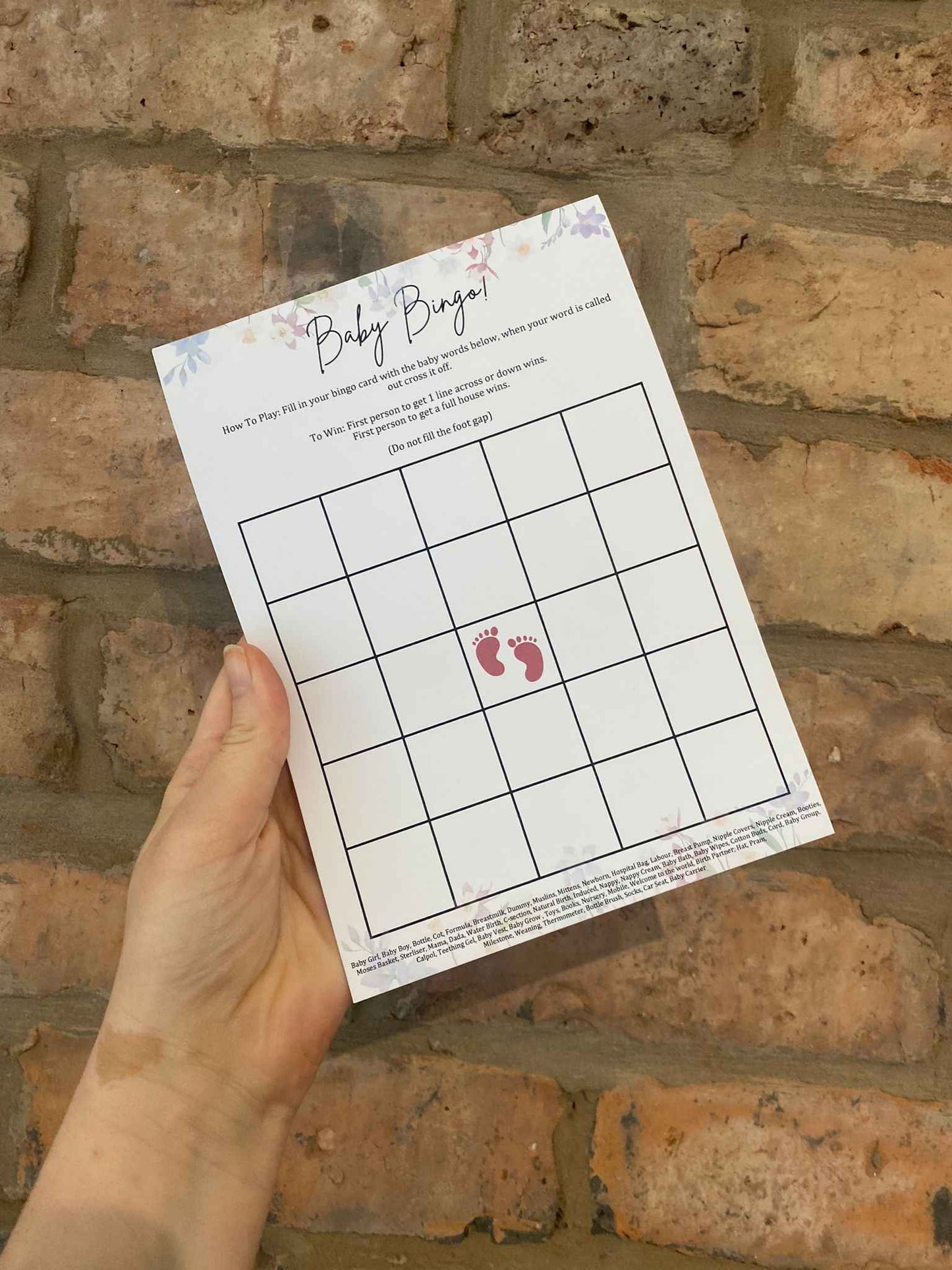 Baby Shower Bingo Card, Baby in Bloom Theme (Packs of 12)
