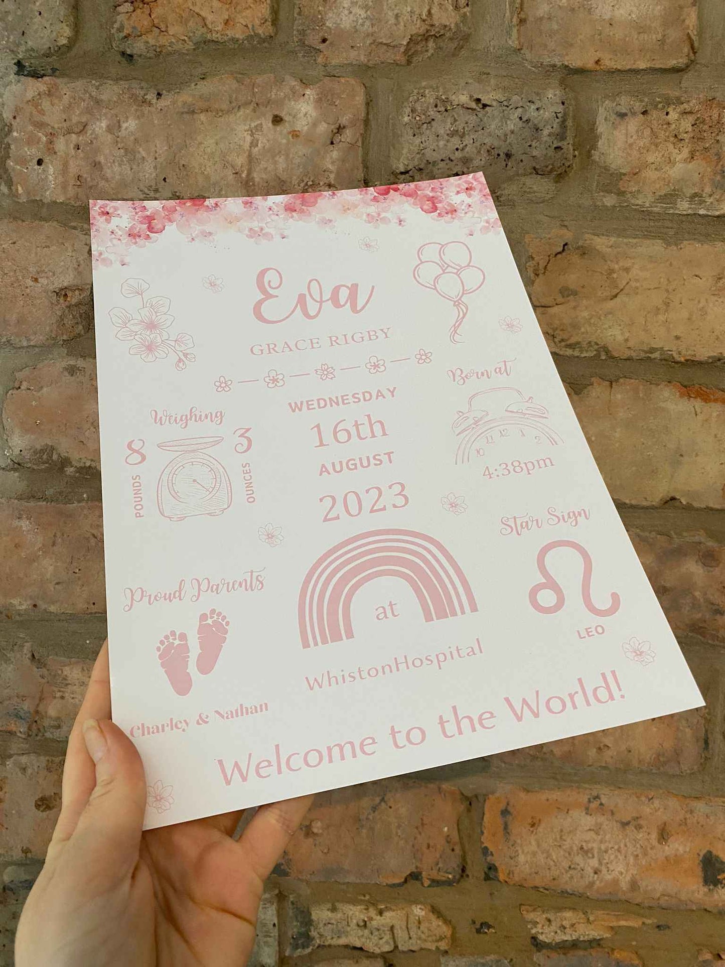 Pink Flower Newborn Print