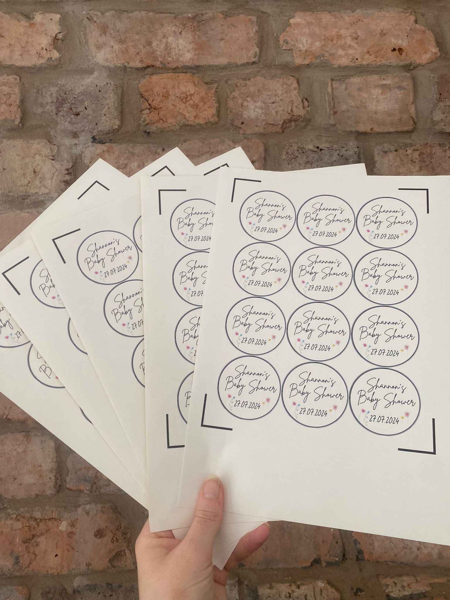 Personalised Baby Shower Stickers! Baby in Bloom Theme! (12 per sheet)