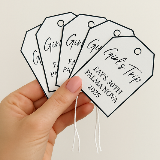 Personalised Black & White Tags – Pack of 6